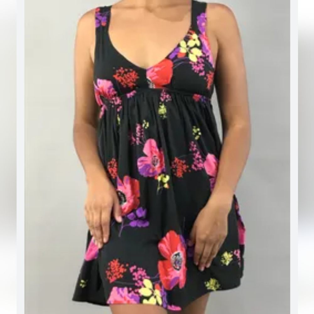 💟 Roxy Love Seeker Floral Backless Dress Black XS